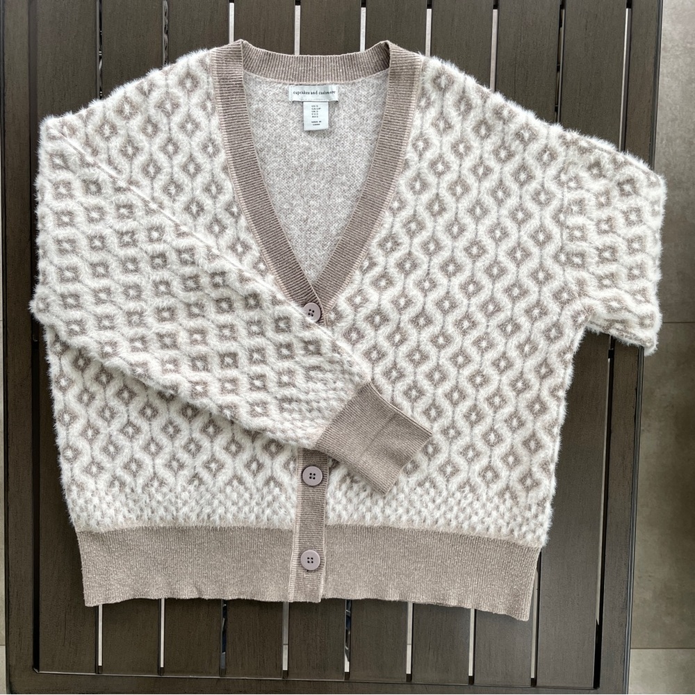 cupcakes & cashmere Cream and Tan Cardigan